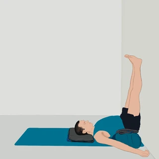 Illustration of Legs-Up-the-Wall Pose, for Restorative Yoga.