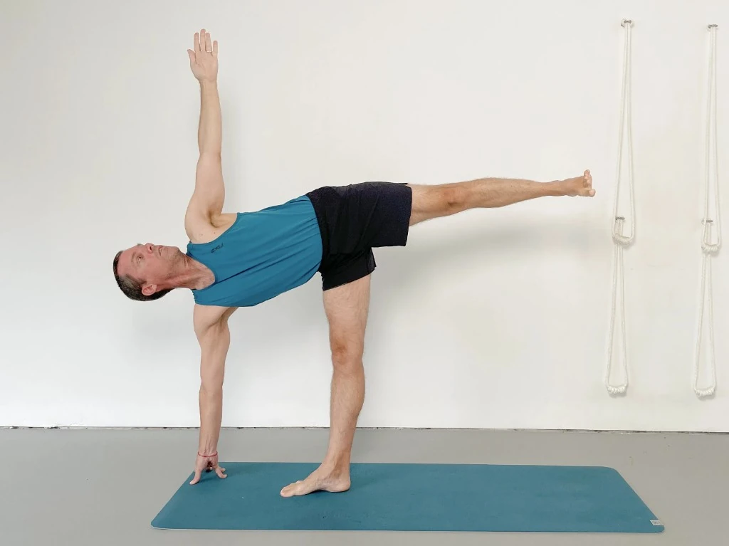 Rod practising Half Moon Pose