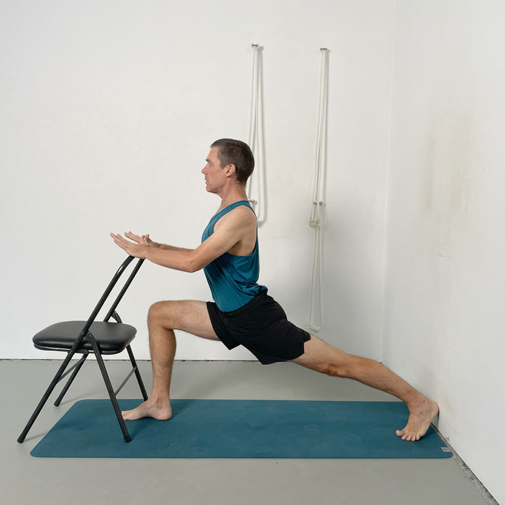 supported virabhadrasana 1