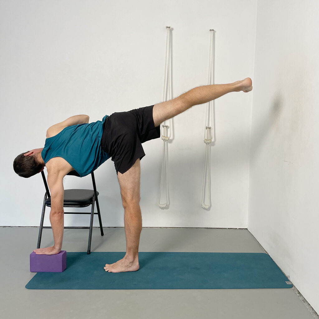 ardha chandrasana with chair support