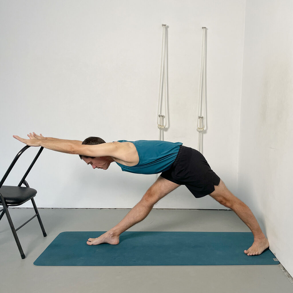 Parsvottanasana (Pyramid Pose) with Chair Support