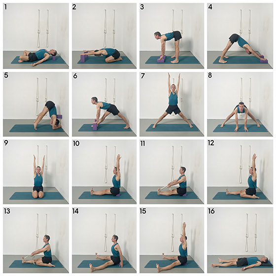 seated poses with two blocks and a belt