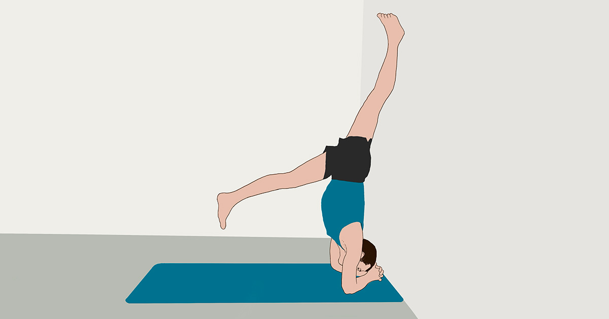 headstand preparation kick up to the wall head off the floor