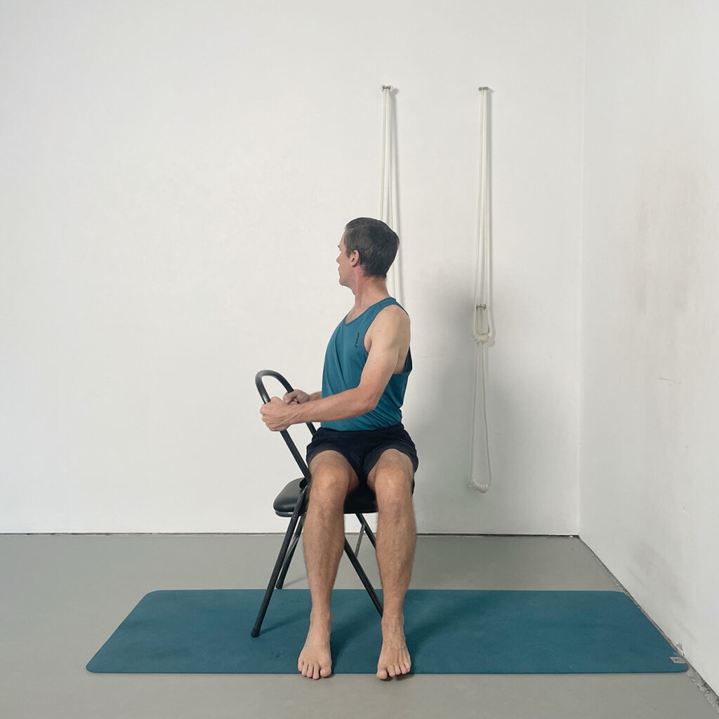 chair bharadvajasana yoga for stiff or ageing bodies