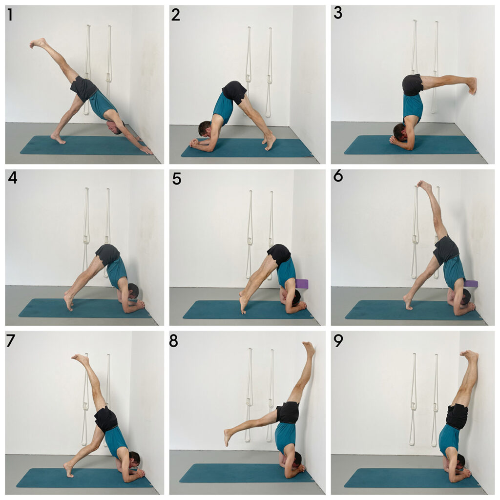 Headstand Preparation: Kick Up to the Wall (Head Off the Floor)