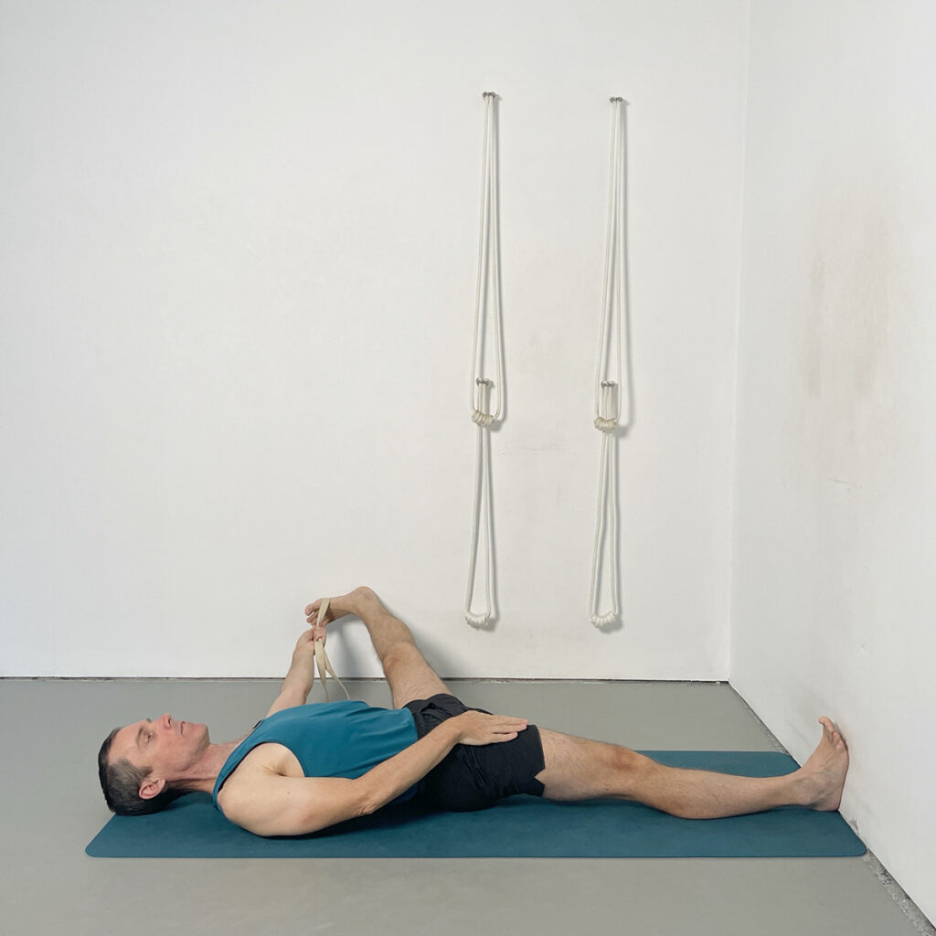 Supta Padangusthasana 2 (Reclining Leg Stretch to the Side) Iyengar Yoga for Back Care