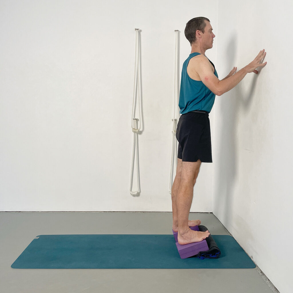 tadasana on slanted blocks