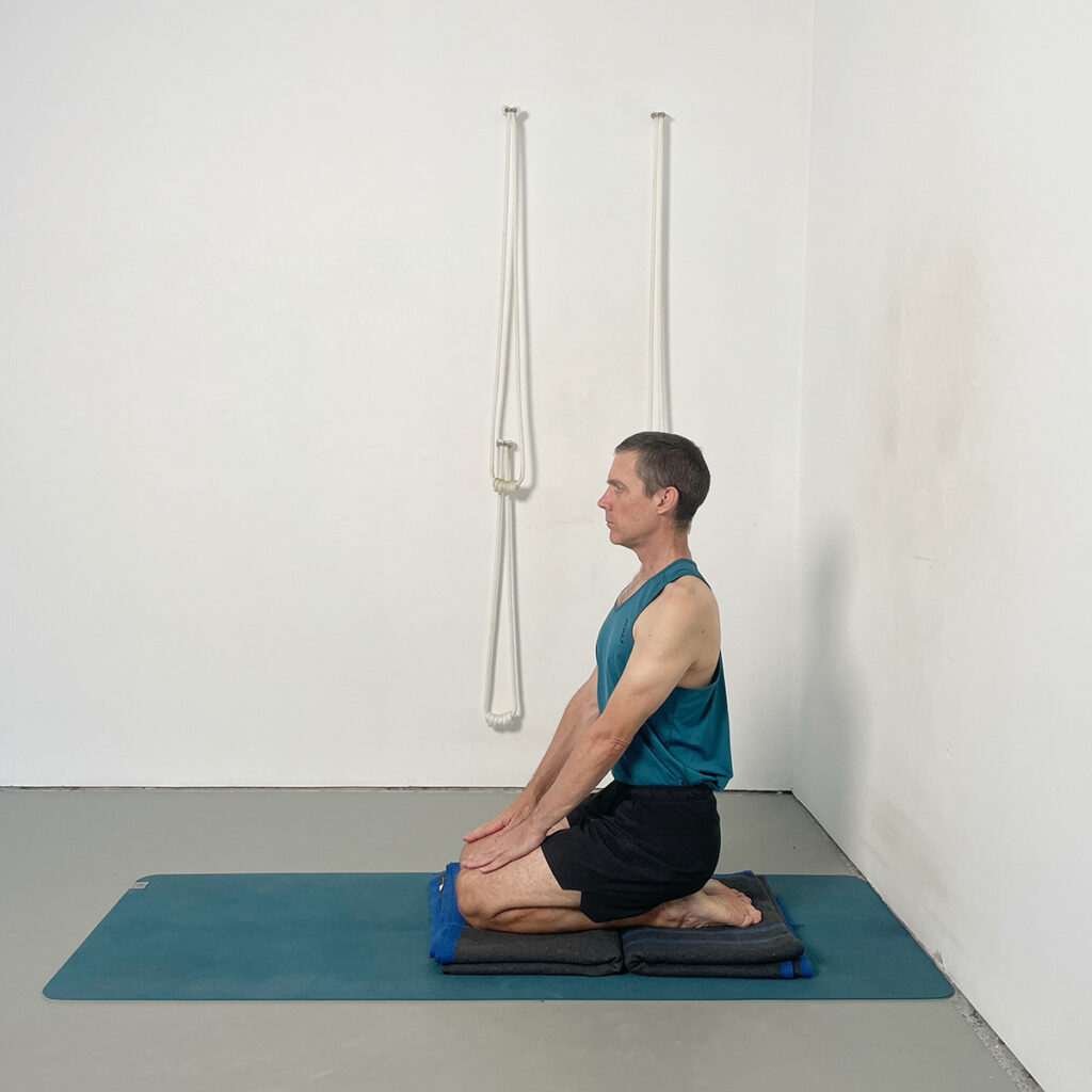 vajrasana with two blankets stage 1