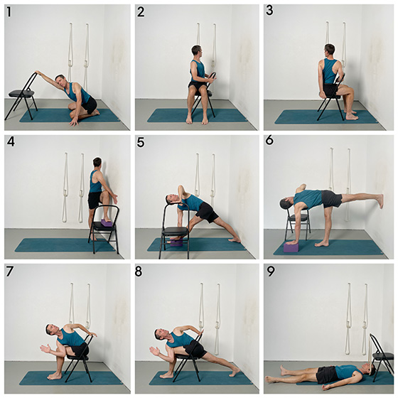 chair standing poses and twists