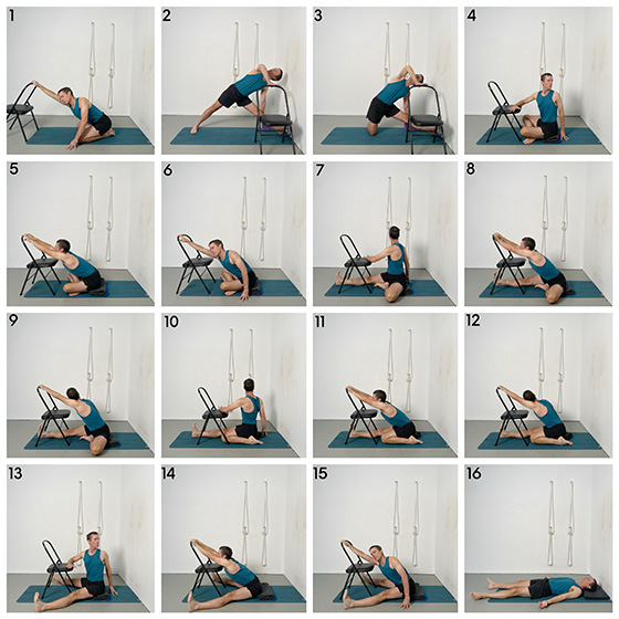 chair assisted forward bends